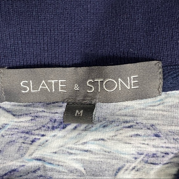 Slate & Stone Polo Shirt 100% Cotton Navy Blue Fern Print, Size M - Picture 13 of 15